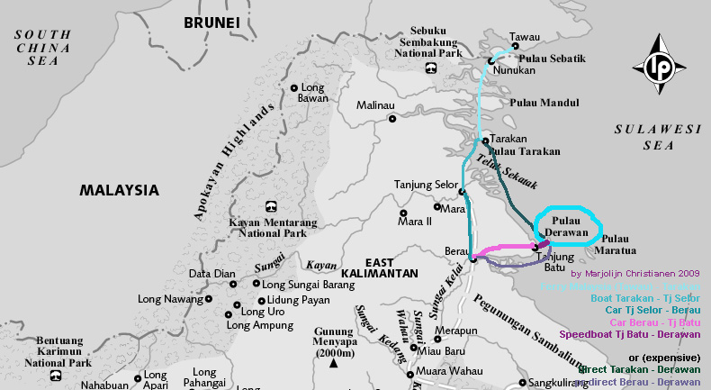 Map How to get to Derawan